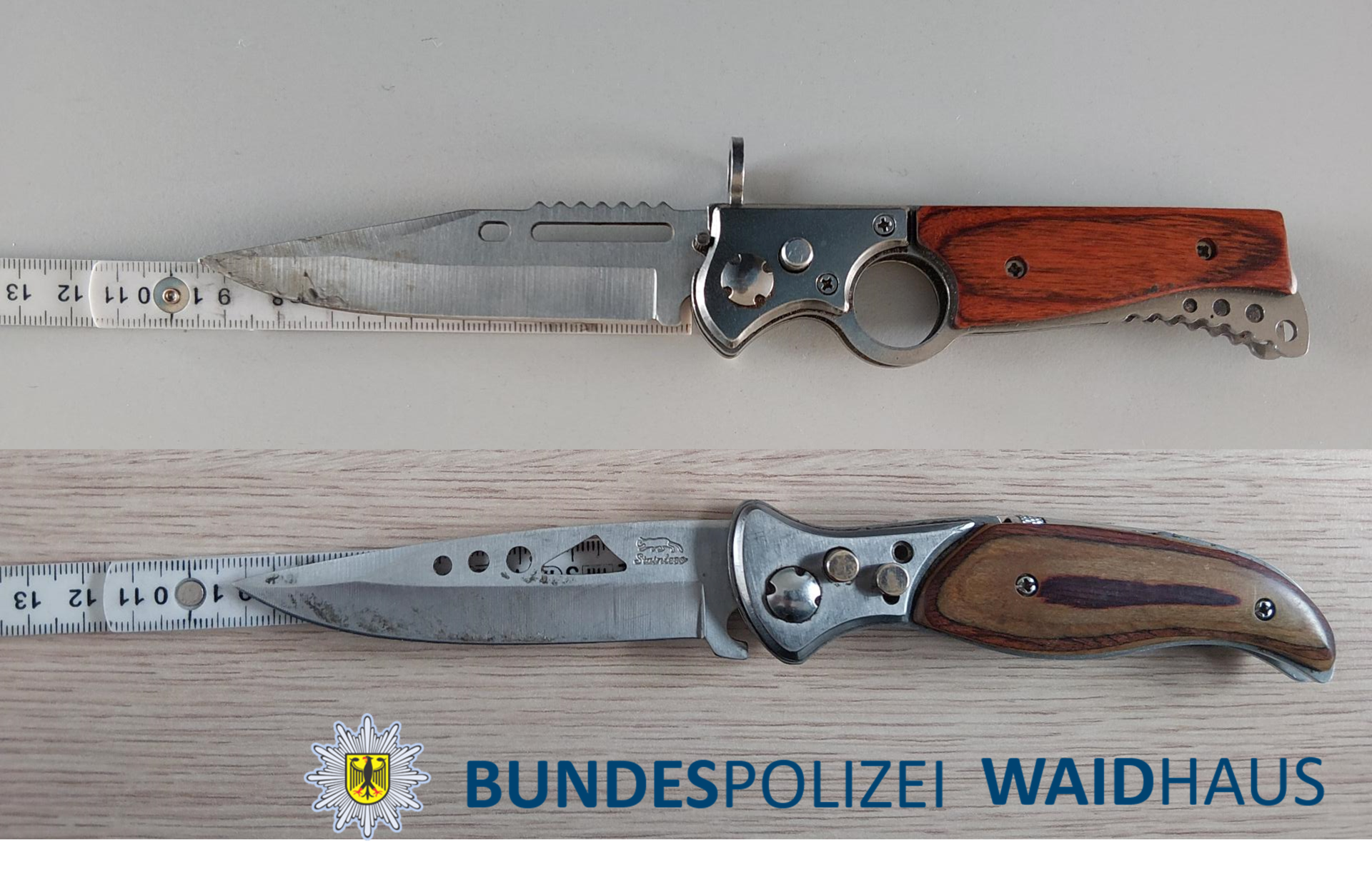 Die Bundespolizei Waidhaus hat zwei Verstöße gegen das Waffengesetz aufgedeckt. (Bild: Bundespolizei)