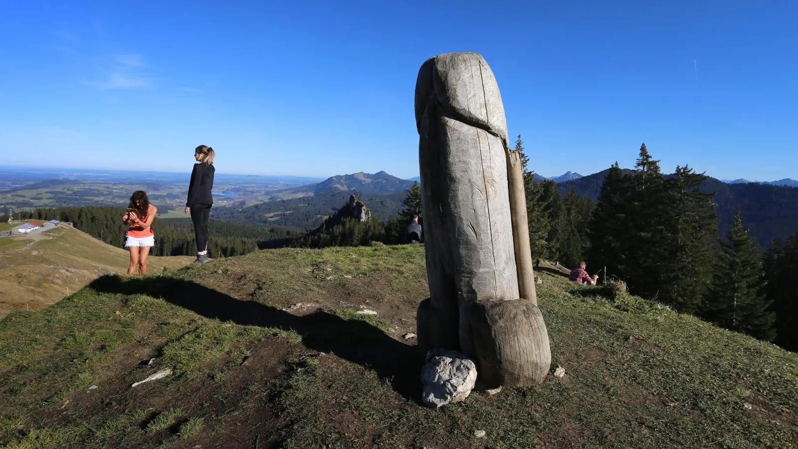 Der bekannteste Holzpenis stand jahrelang auf dem Grat des Grünten. (Archivfoto) (Bild: Karl-Josef Hildenbrand/dpa)