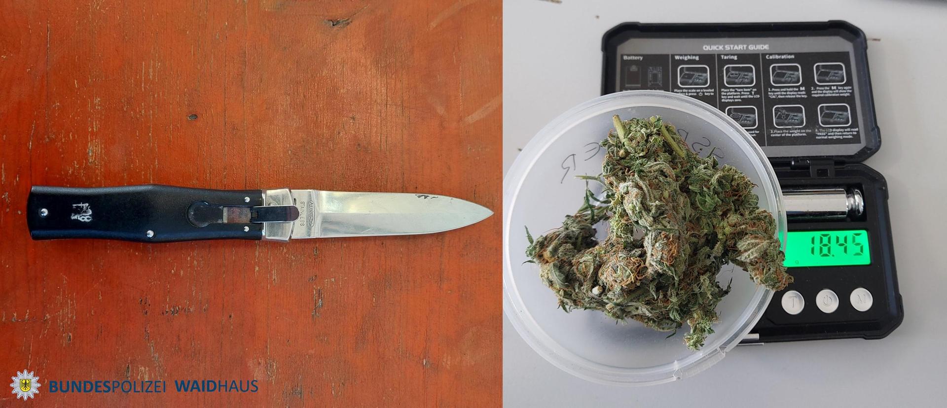 Beamte der Bundespolizeiinspektion Waidhaus haben am Dienstagvormittag (7. April) bei Grenzkontrollen an der A6 vier verbotene Springmesser sichergestellt (Symbolbild: Bundespolizei)